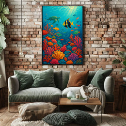 Marine Life Underwater Scene Fish Poster