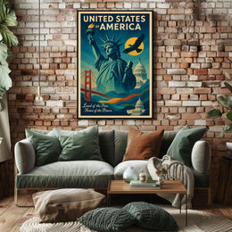 Patriotic American Freedom Vintage Artistic Poster