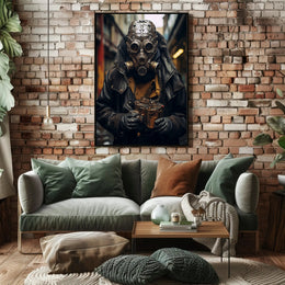 Dystopian Steampunk Survival Poster: Gritty, Mechanical, Urban Atmosphere