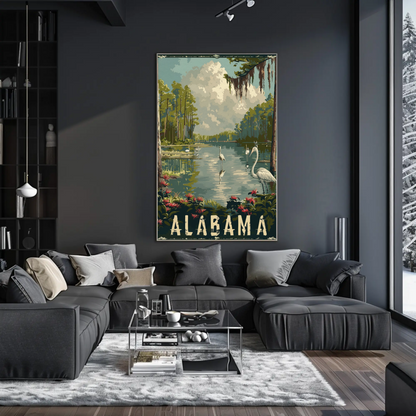Alabama Wetlands and Herons Travel Poster