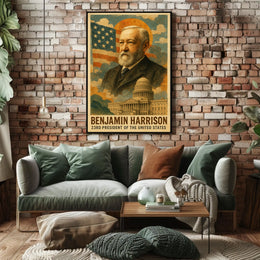 Benjamin Harrison 23rd President of the United States Layered Digital Collage Poster