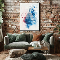 US Capitol Dome Americana Vintage Style Wall Art Poster