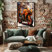 Vibrant Urban Motorcycle Poster PosterGoat
