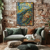 Amalfi Coast Poster Art 18x24 Coastal Wall Decor Gift