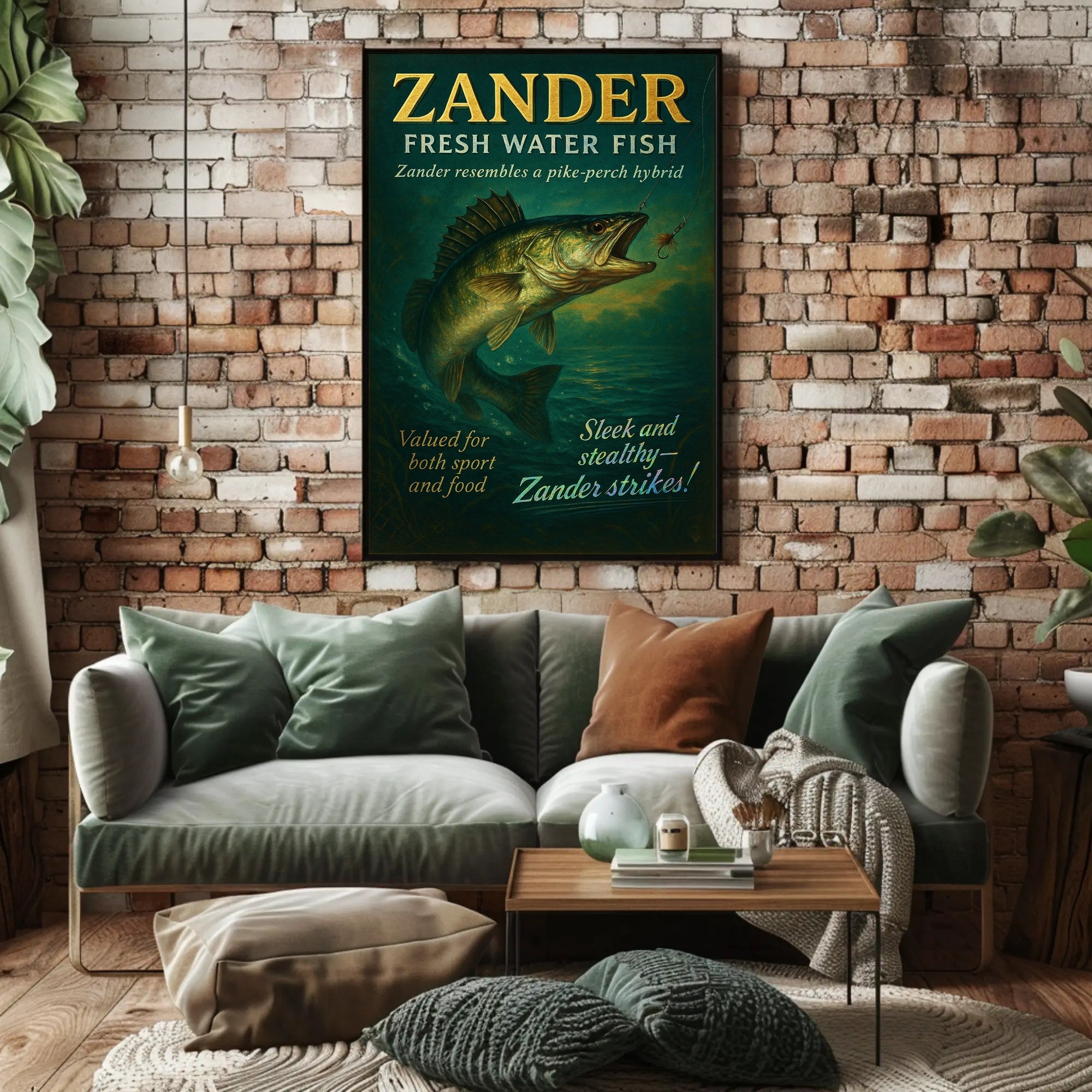 Zander Freshwater Fish Poster Vintage Fishing Print