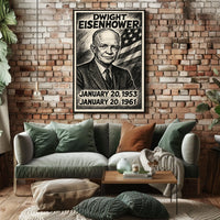 Dwight D. Eisenhower 34th President of the United States B & W Comic Sketch Poster
