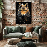 Wolf's Majesty Roars: Stylized Animal Poster