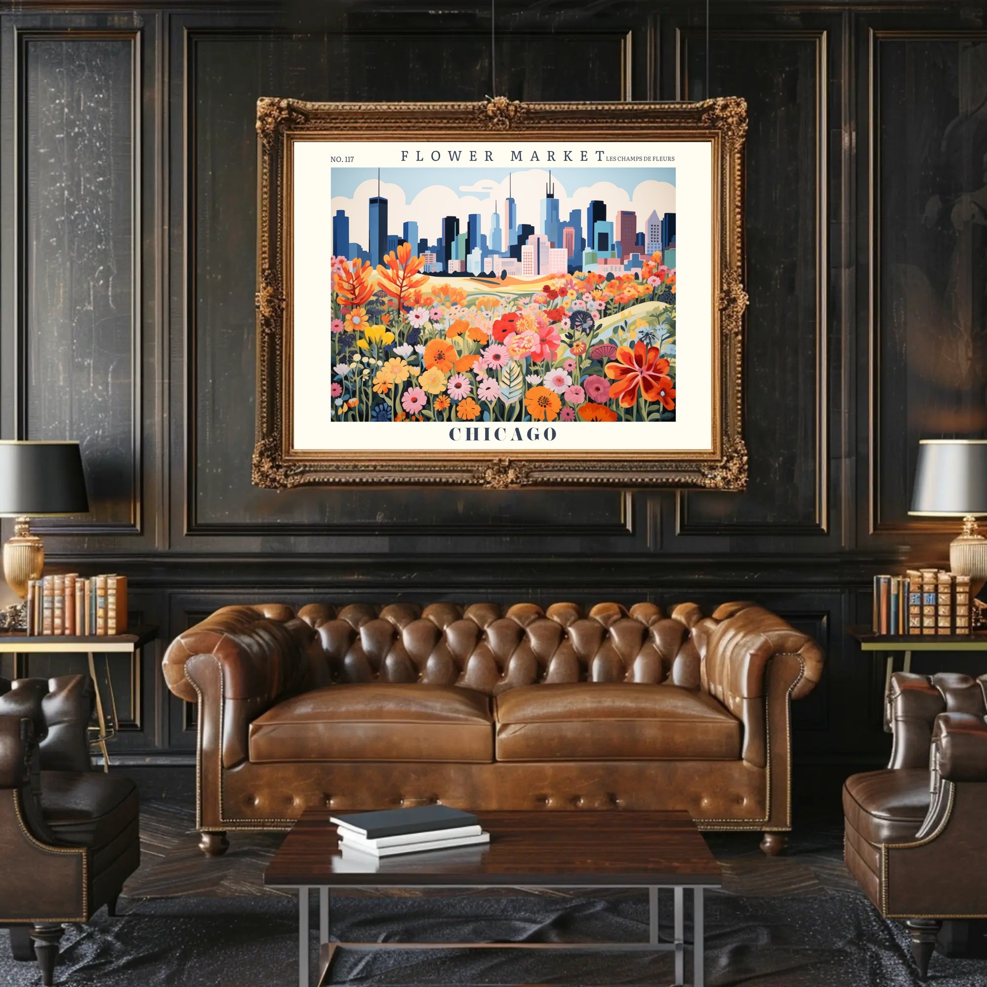 Flower Market Chicago Cityscape Urban or Cityscape Poster