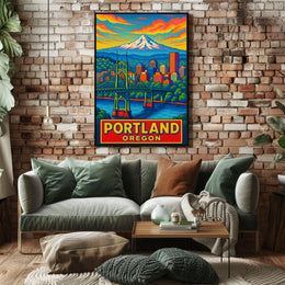 Portland, Oregon Vibrant Cityscape Poster