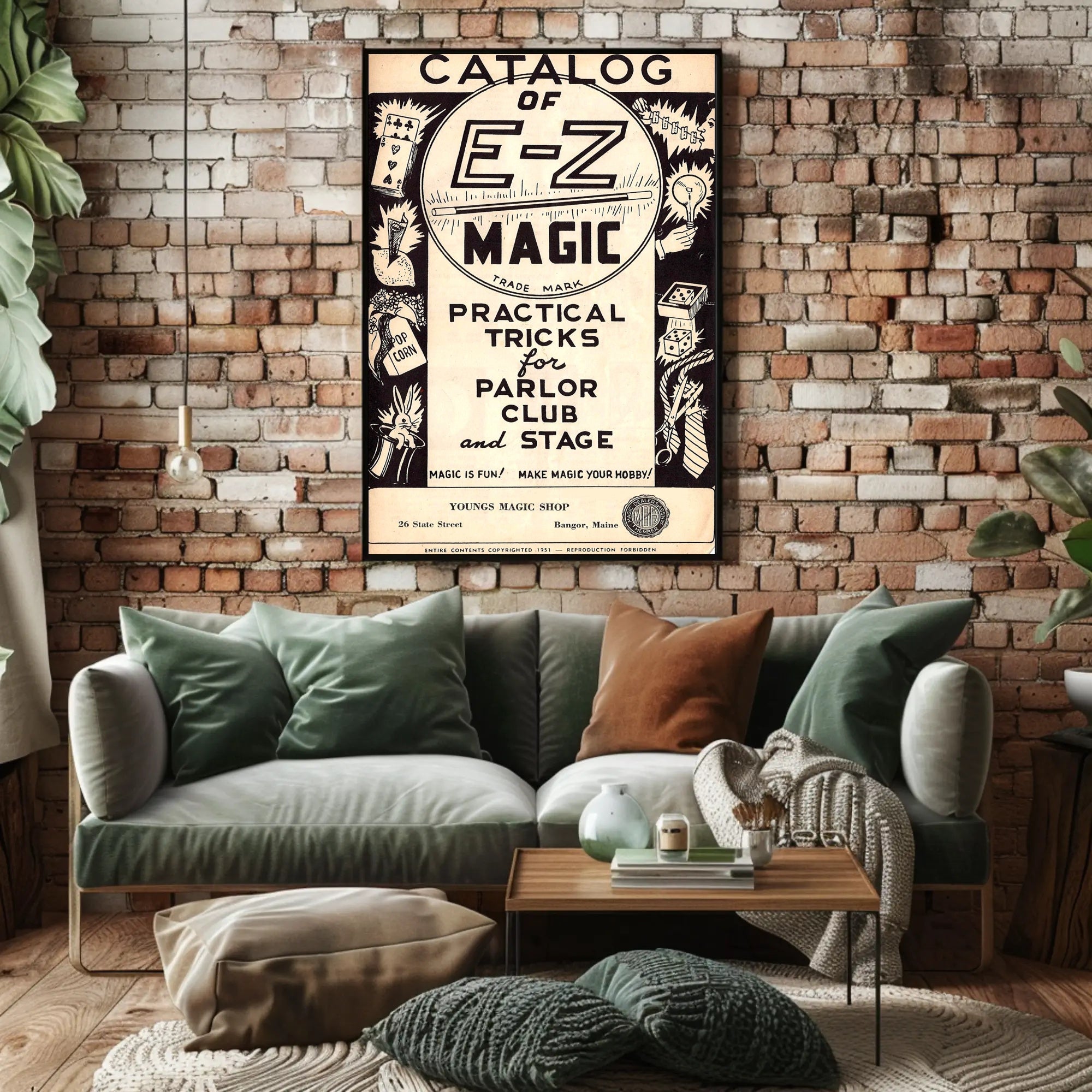 E-Z Magic Catalog Vintage Magic Tricks Artistic Poster