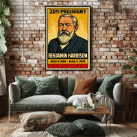 Benjamin Harrison 23rd President of the United States Inked Comic Style Poster