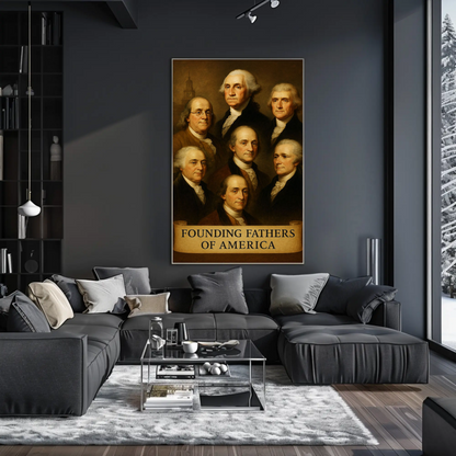 Founding Fathers Portrait Historic America Travel Poster