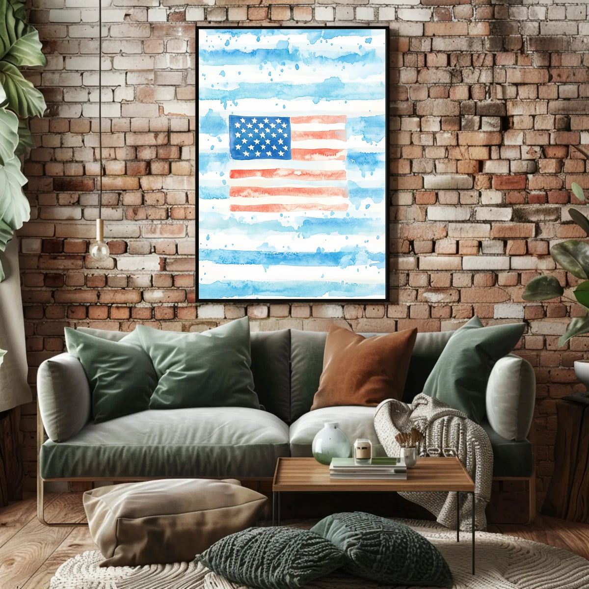 Watercolor American Flag Home Decor Wall Art 18x24 Poster