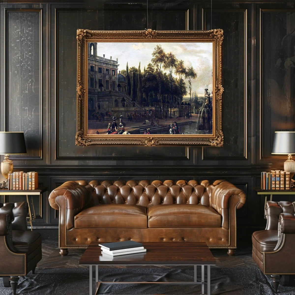Elegant 18th-Century Garden Scene Cultural Heritage Poster