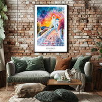 Mykonos Watercolor Dreamscape: Idyllic Travel Poster PosterGoat
