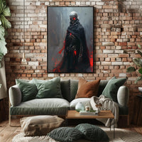 Dark Fantasy Skeleton Poster with Red Accents PosterGoat