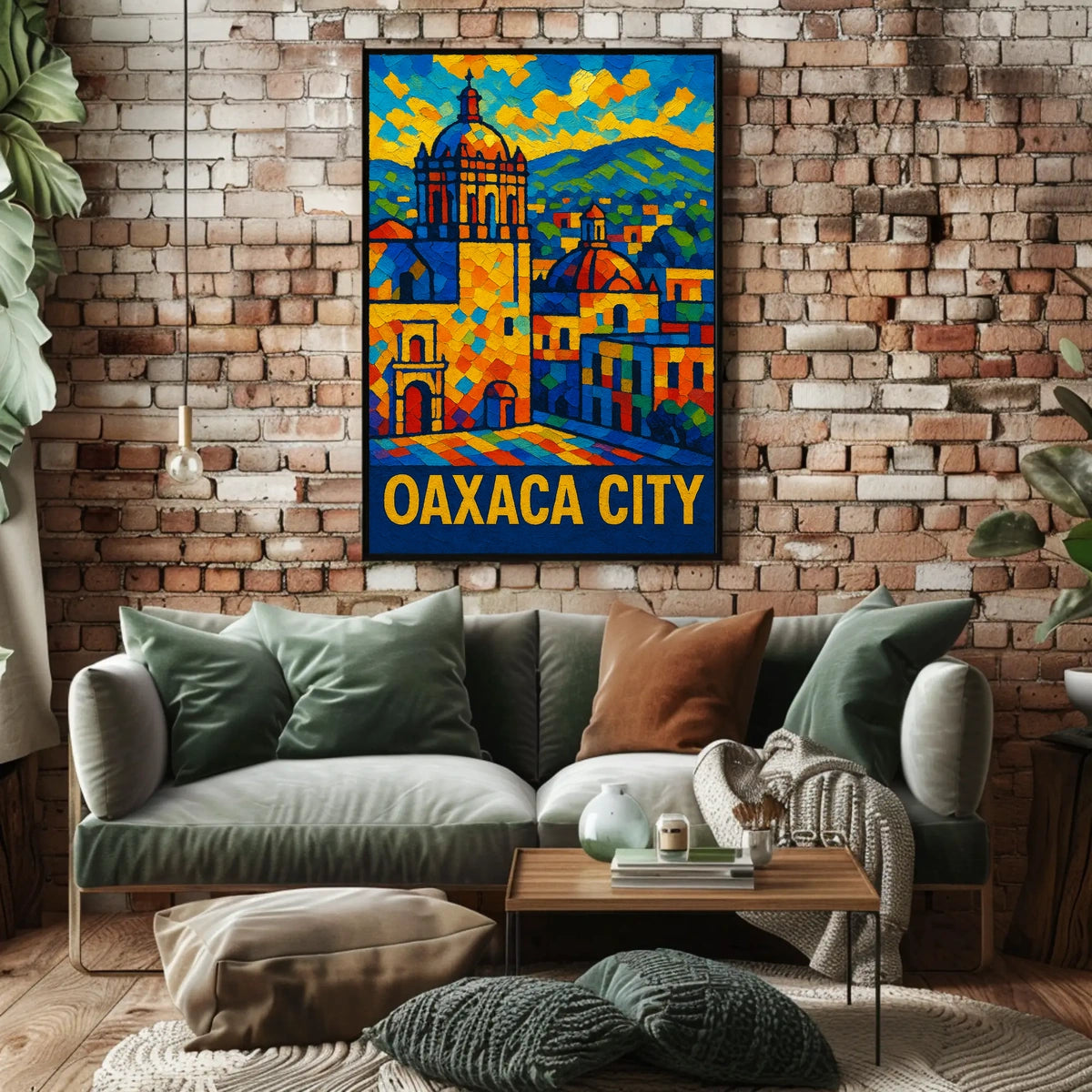Oaxaca City Vibrant Mosaic Poster