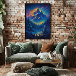 Majestic Banff Winter Night Fantasy Art Poster