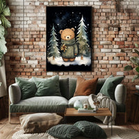 Winter Wonderland Teddy Bear Watercolor Art Poster