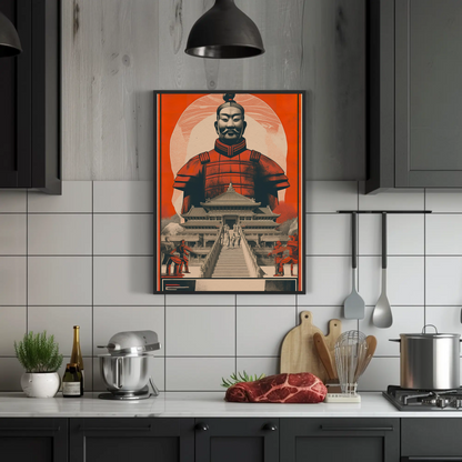 Terracotta Warrior Xian China Palace Vintage Travel Poster