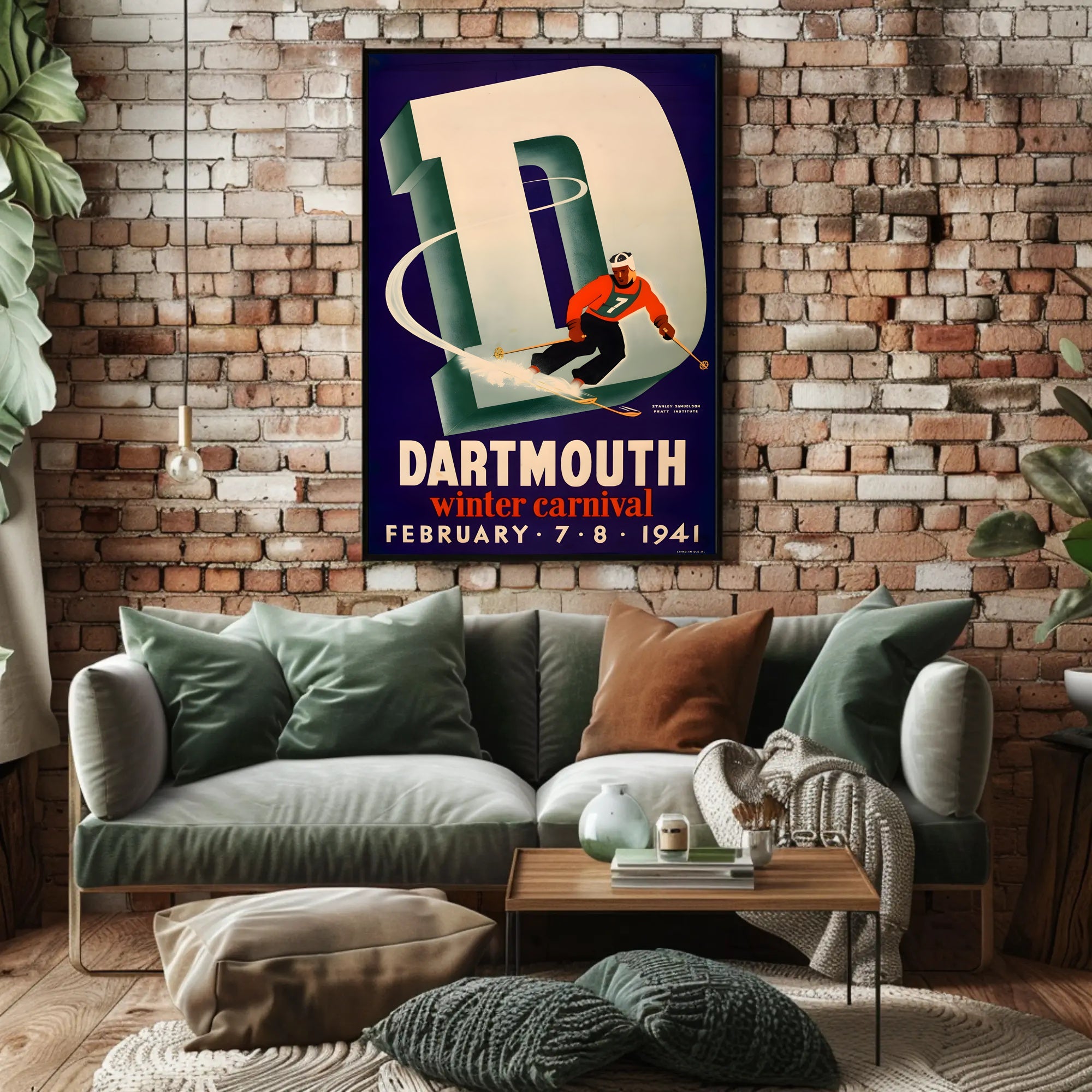 Dartmouth Winter Carnival 1941 Skier Sports Poster PosterGoat