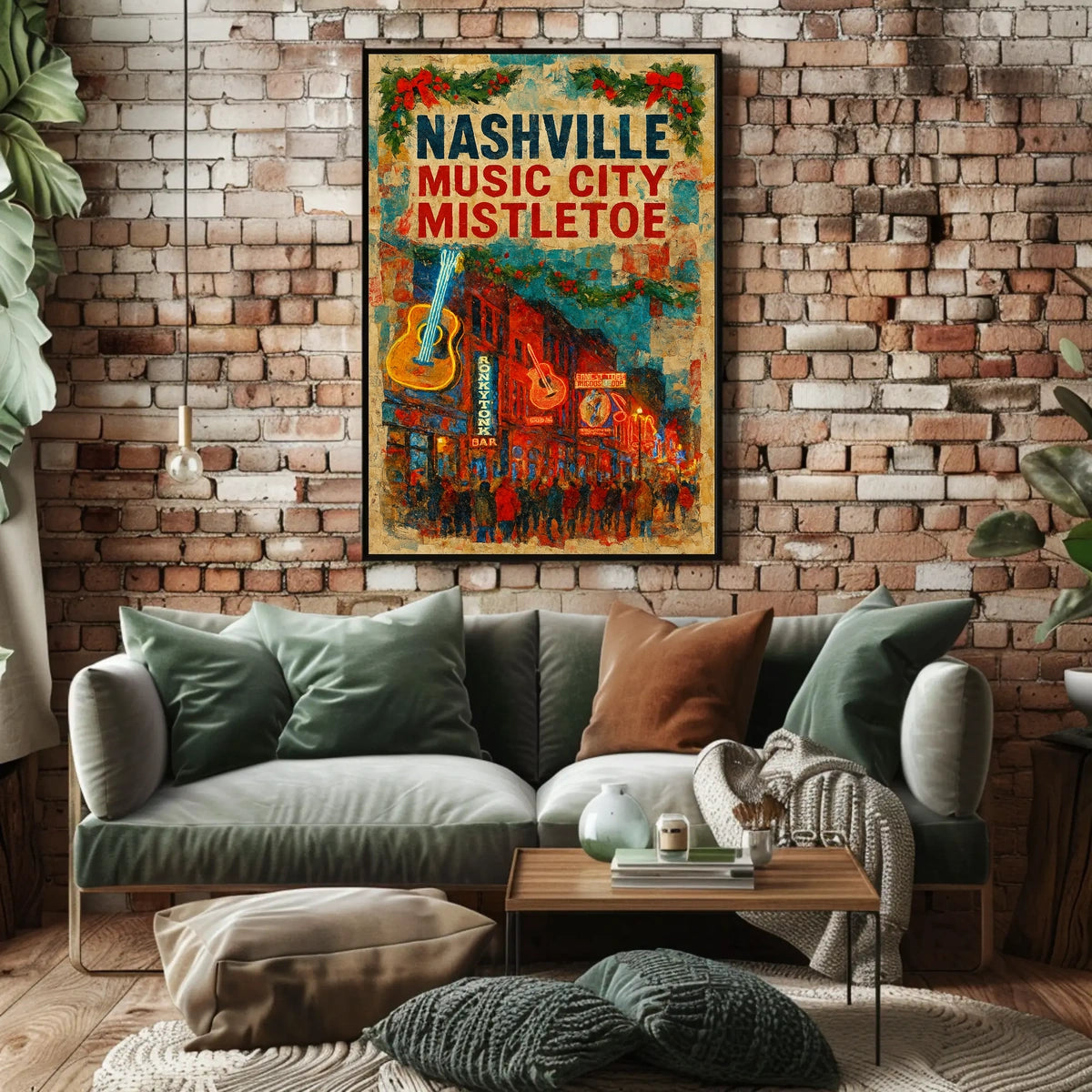 Nashville Music City Mistletoe Poster