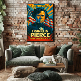 Franklin Pierce 14th President of the United States Colorful Comic Book Style Poster