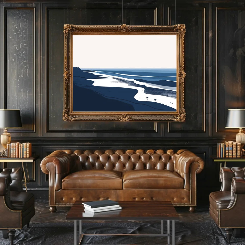 Serene Coastal Abstract: Modern Beach Art Poster