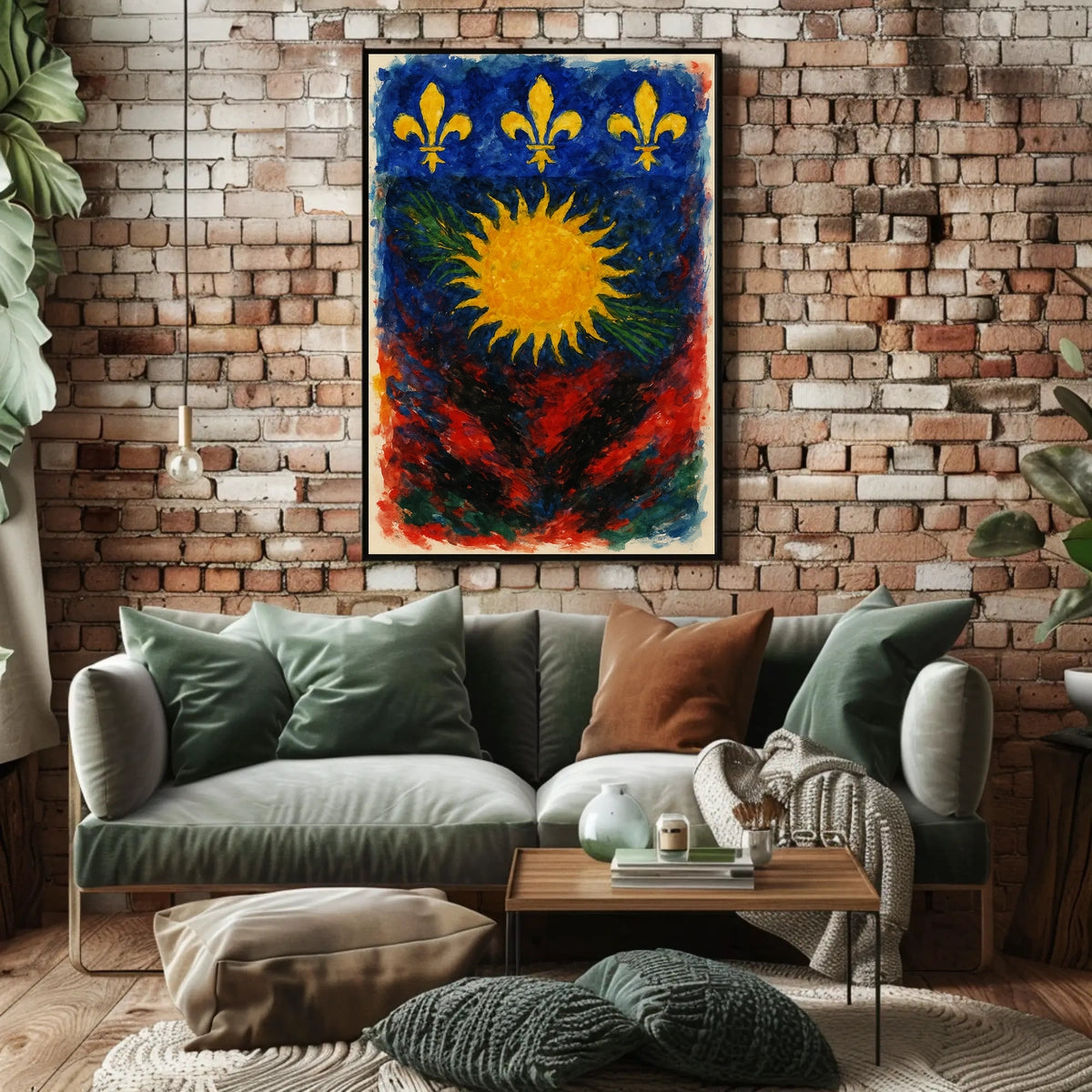 Vibrant Heraldic Sun Poster