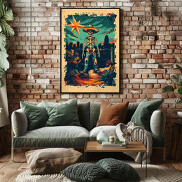 Desert Skeleton Cowboy Poster PosterGoat