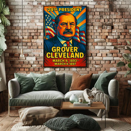 Grover Cleveland 24th President of the United States Colorful Comic Book Style Poster