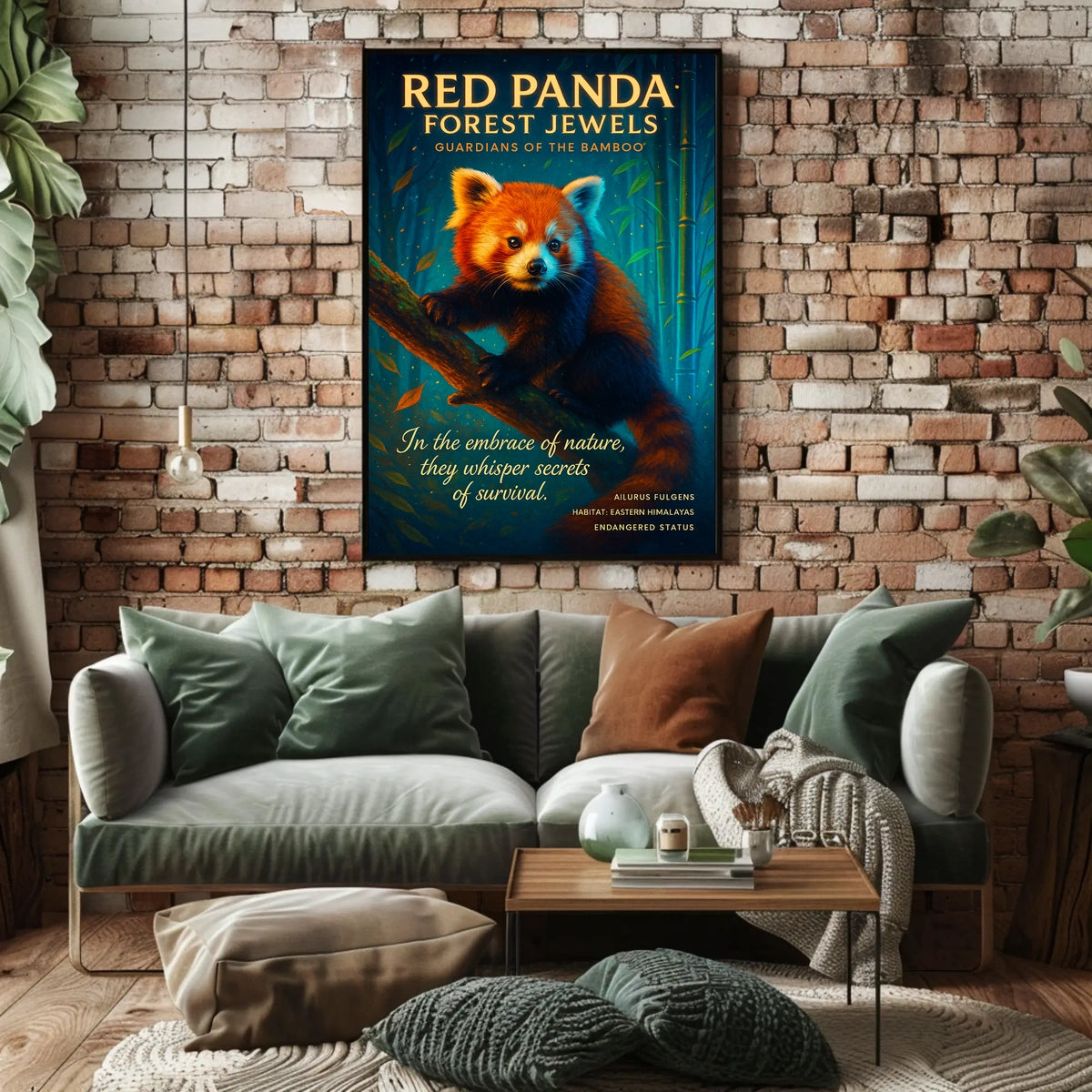 Red Panda Forest Jewels Poster