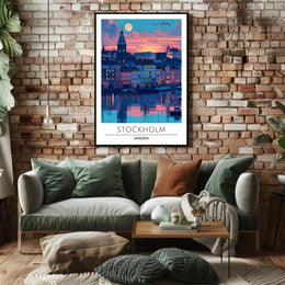 Stockholm Sunset Cityscape: Urban or Cityscape Poster