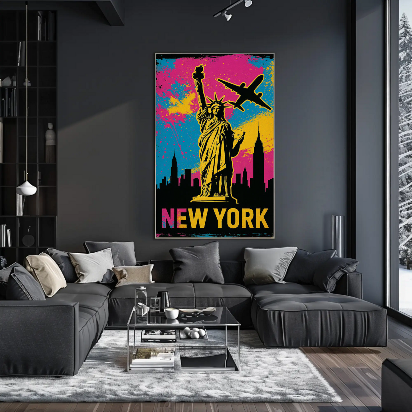 New York Statue Liberty Street Art Neon Colors Travel Poster