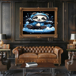 Playful Panda In The Snow Poster
