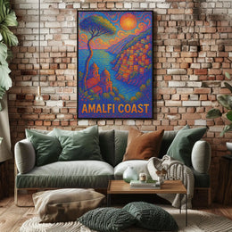 Amalfi Coast Poster Wall Art Coastal Scenic Print For Decor