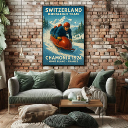 Switzerland Bobsleigh Team Chamonix 1924 Poster