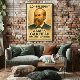 James A. Garfield 20th President of the United States Exaggerated Cartoon Sketch Poster