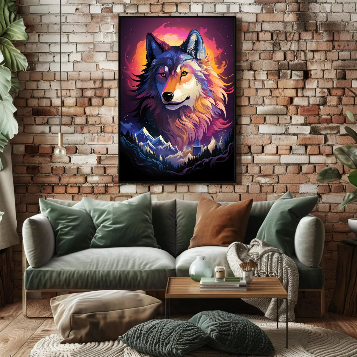 Mystical Wolf Surrealism Poster: Nature's Dreamscape