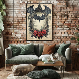 Gothic Bat Design Artistic Abstract and Pop Culture Poster