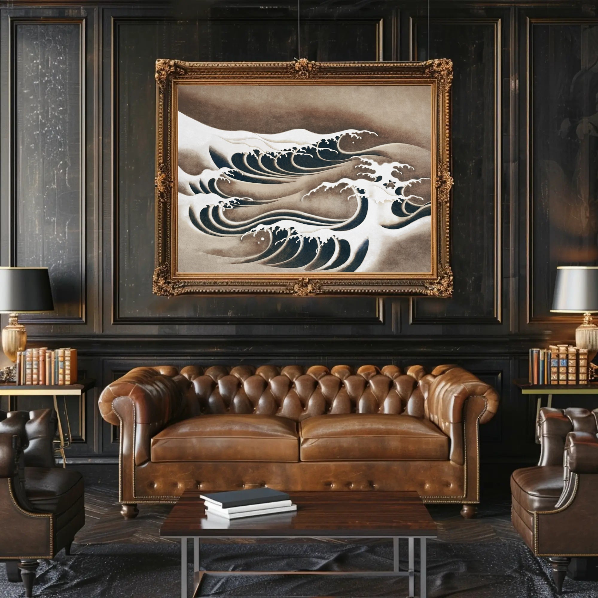 Japanese Ocean Waves Vintage Art Poster - Abstract or Artistic Poster