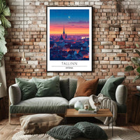 Tallinn Dusk Skyline Travel Poster
