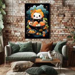 Cute Smiling Sushi Art - Abstract, Artistic, or Pop Culture Poster