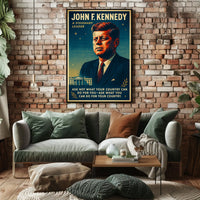 JFK Patriotic Retro Poster with Inspirational Quote