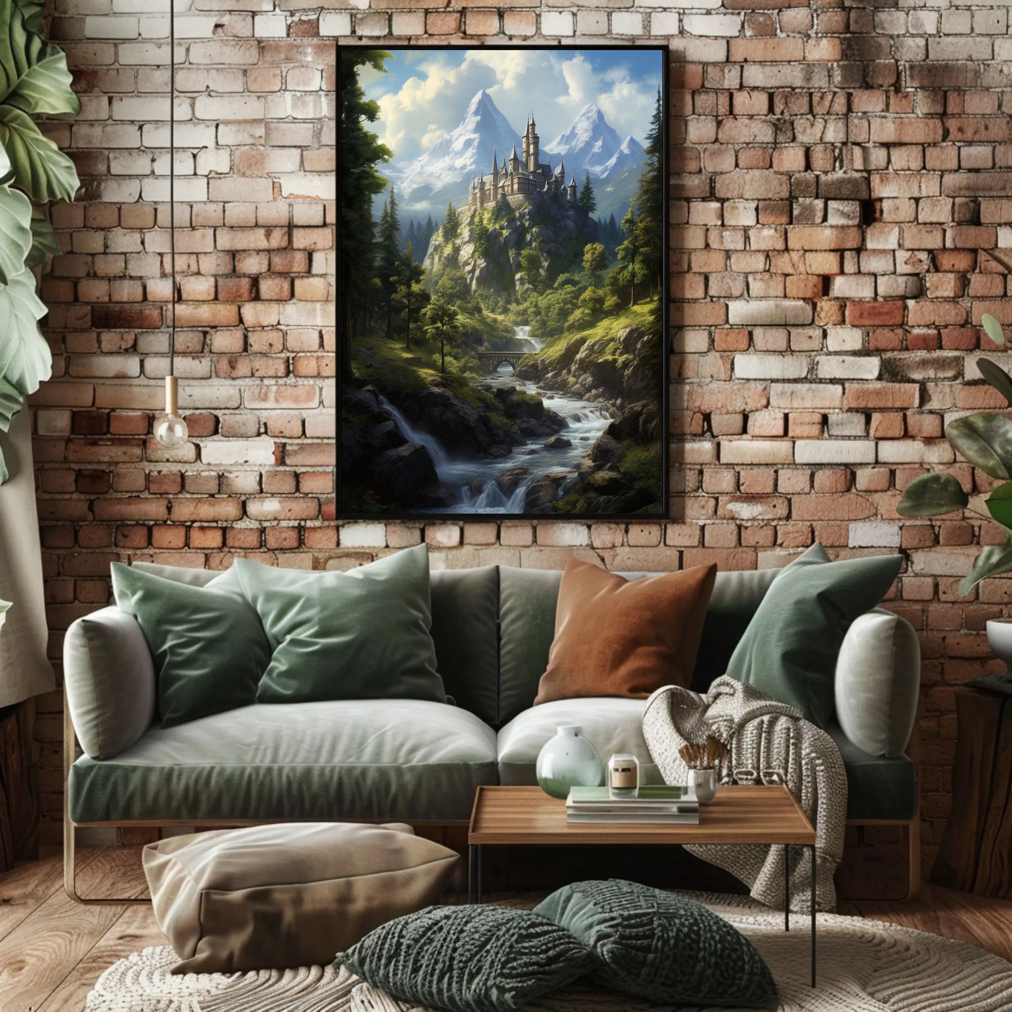 Enchanted Mountain Castle Poster PosterGoat