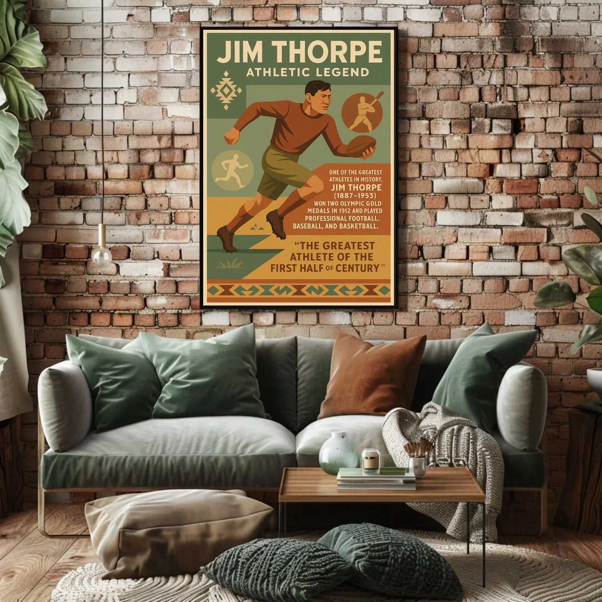 Jim Thorpe Athletic Legend Poster Wall Art Decor Travel