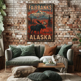 Alaskan Wilderness Moose Vintage Adventure Poster