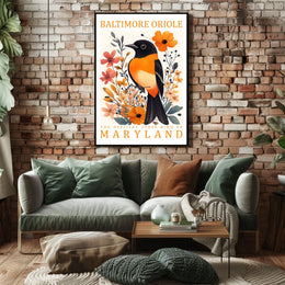 Baltimore Oriole Maryland State Bird Art Poster