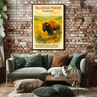 Kansas Prairie Bison Impressionist Art Poster