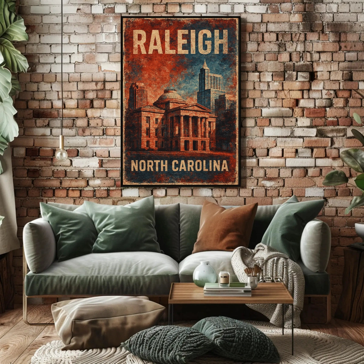 Raleigh North Carolina Skyline Minimalist Urban Poster